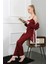 Modaserdem Kadın 3'lü Bordo Sabahlık Pijama Takım 16103 1