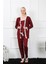 Modaserdem Kadın 3'lü Bordo Sabahlık Pijama Takım 16103 2