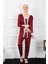 Modaserdem Kadın 3'lü Bordo Sabahlık Pijama Takım 16103 3
