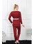 Modaserdem Kadın 3'lü Bordo Sabahlık Pijama Takım 16103 4