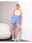 Kuşaklı Keten Şort Mavi S255265 2