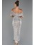 Kayık Yaka Midi Pul Payet Gece Elbisesi ABK2440 2