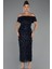 Kayık Yaka Midi Pul Payet Gece Elbisesi ABK2440 1