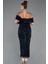 Kayık Yaka Midi Pul Payet Gece Elbisesi ABK2440 2