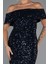 Kayık Yaka Midi Pul Payet Gece Elbisesi ABK2440 3