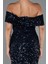Kayık Yaka Midi Pul Payet Gece Elbisesi ABK2440 4