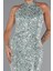 Halter Yaka Midi Taşlı Abiye Elbise ABK2437 3