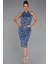 Halter Yaka Midi Taşlı Abiye Elbise ABK2437 1