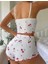 Beyaz Kiraz Desenli Askılı Şortlu Pijama Takımı 2
