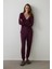Bordo Cozy Time V Yaka Uzun Kollu Pijama Takımı 1