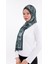 Yeşil Vintage Desenli Desenli Şifon Saten Şal - 70X170 cm 2
