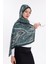 Yeşil Vintage Desenli Desenli Şifon Saten Şal - 70X170 cm 5