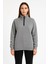 Kadın Üç Iplik Dık Yaka Yarım Fermuarlı Sweatshirt - Gri 1