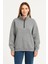 Kadın Üç Iplik Dık Yaka Yarım Fermuarlı Sweatshirt - Gri 2