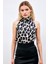 Desenli Kolsuz Bluz - Siyah 1