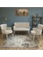 - Roma Çay Seti Koltuk Takımı - Babyface Kumaş - Ahşap Beyaz Ayak - Krem 1