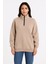 Üç Iplik Dık Yaka Yarım Fermuarlı Sweatshirt - Bej 3
