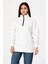 Üç Iplik Dık Yaka Yarım Fermuarlı Sweatshirt - Beyaz 3