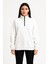 Üç Iplik Dık Yaka Yarım Fermuarlı Sweatshirt - Beyaz 4