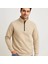 Erkek Dik Yaka Sweatshirt Dik Yaka Yarım Fermuarlı 3 Iplik Şardonlu Pamuk Kumaş - Bej 2