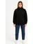 Kadın Üç Iplik Dık Yaka Yarım Fermuarlı Sweatshirt - Siyah 2