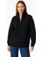 Üç Iplik Dık Yaka Yarım Fermuarlı Sweatshirt - Siyah 1