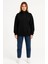 Üç Iplik Dık Yaka Yarım Fermuarlı Sweatshirt - Siyah 2
