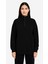 Üç Iplik Dık Yaka Yarım Fermuarlı Sweatshirt - Siyah 3