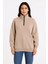 Kadın Üç Iplik Dık Yaka Yarım Fermuarlı Sweatshirt - Bej 3