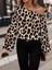Kadın Uzun Kollu Tek Omuzu Açık Tokalı Leopar Desenli Modal Bluz 3