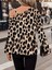 Kadın Uzun Kollu Tek Omuzu Açık Tokalı Leopar Desenli Modal Bluz 5