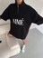 Eyesof Unisex Yarım Fermuarlı Baskılı T-Shirt - Siyah 2