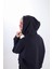 Eyesof Iki Iplik Kapüşonlu Fermuarlı Crop Oversize Hırka Takım- Lacivert 3