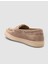 %100 Hakiki Deri Kremsüet Kadın Loafer 5
