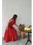 Eyesof Kırmızı Fırfırlı Düğmeli Elbise 4