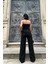 Eyesof Siyah Straplez Düğmeli Crop ve Pantolon Takım 4