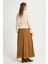 Kadın Camel Vual Kumaş Kırışık Uzun Astarlı Etek 29062 4