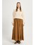 Kadın Camel Vual Kumaş Kırışık Uzun Astarlı Etek 29062 5