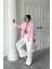 Eyesof Yaka ve Manşet Beyazboyfriend Çizgilipoplin Gömlek - Pembe 1