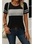 Eyesof Kadın Kısa Kollu Bisiklet Yaka Çift Renkli Viskon Bluz 1