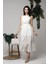 Eyesof Ekru Halter Yakalı Kuşaklı Elbise 4
