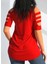 Eyesof Kadın Kısa Kollu Kollar Şerit Detay V Yaka Viskon Bluz 2