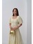 Eyesof Sarı Süs Düğmeli Balon Kollu Elbise 4