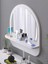 Raflı Oval 45 cm Koridor Dresuar Konsol Duvar Salon Banyo Ofis Çocuk Yatak Oda Raflı Aynası 4