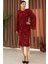 Pulpayet ve Şifon Kollu Kadife Midi Elbise 6045-BORDO 1