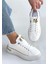 Hley Beyaz Rugan Paraşüt Detaylı Bağcıklı Spor Ayakkabı 1
