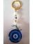 Hediyelik Nazar Boncuklu Bayaz Kristal Boncuklu Mavi Anahtarlık - Çanta Süsü - Çanta Charmı 11,5cm 1