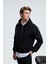 Ashby Erkek Kapüşonlu Fermuarlı Cepli Kordonlu Regular Fit Siyah Sweatshirt 1