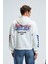 Abısmo Erkek Kapüşonlu Kanguru Cepli Kolları ve Sırtı Baskılı Relaxed Fit Beyaz Sweatshirt 2