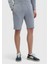 Açık Gri Düz Örme Jogging Fit Spor Bermuda 2